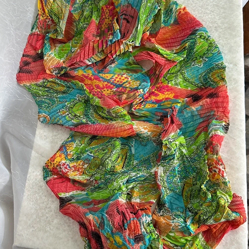 3/$20 💥 Colorful Lightweight Scarf Wrap Shawl Abstract Paisley Micro‎ Pleated
